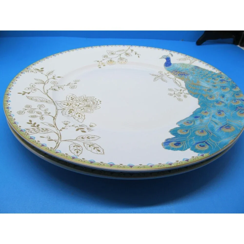 222 Fifth Peacock Garden Dinner Plates 10 3/4